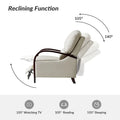 Set of 2 Alex Mid Century Modern Genuine Leather Manual Recliners with Curved Wooden Arms